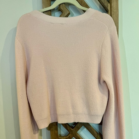 Pink Rhinestone Bow V Neck Sweater - Picture 4 of 4